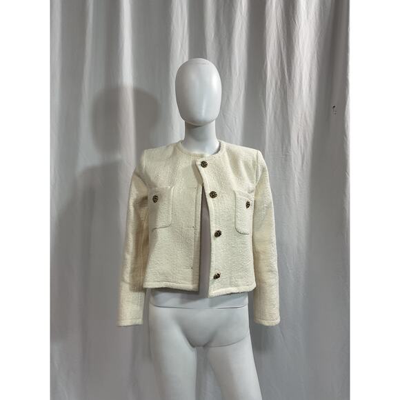 Ba&Sh 'Meredith' White Short Patch Pocket Jacket Size S - Picture 2 of 5